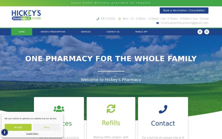 Screenshot of hickeyspharmacy.ie