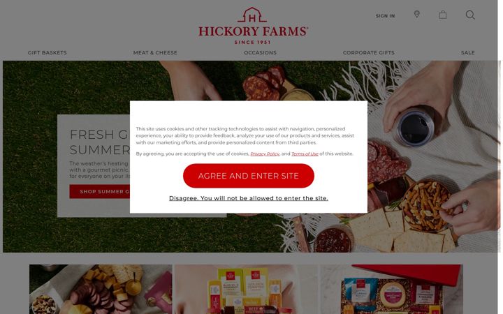 Screenshot of hickoryfarms.com