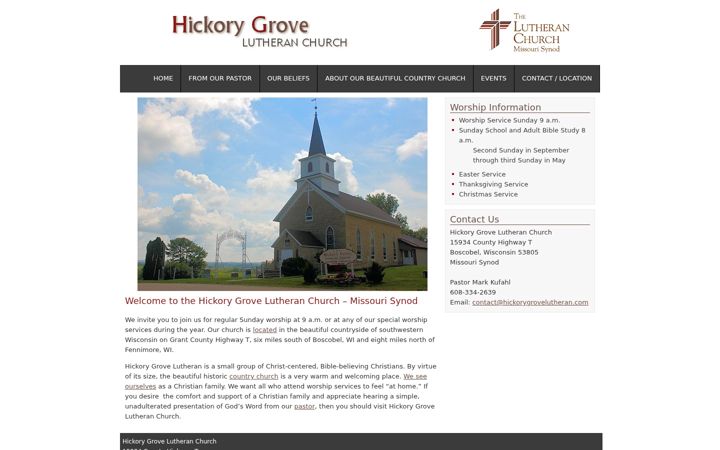 Screenshot of hickorygrovelutheran.com