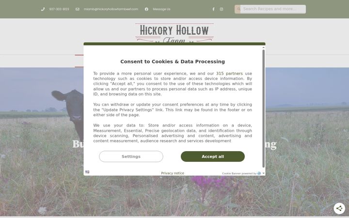 Screenshot of hickoryhollowfarmbeef.com