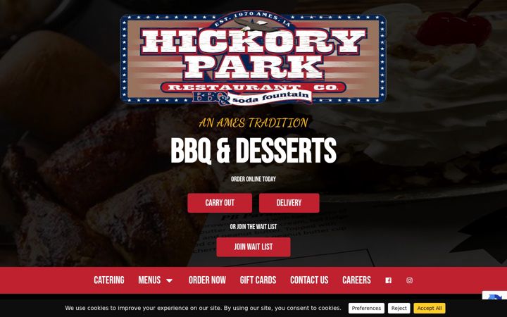 Screenshot of hickoryparkbbq.com