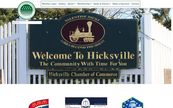 Screenshot of hicksvillechamber.com