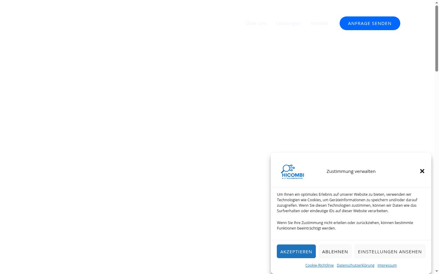 Captura de pantalla del banner de consentimiento mostrado antes de cualquier interacción