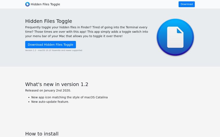 Screenshot of hiddenfilestoggle.com