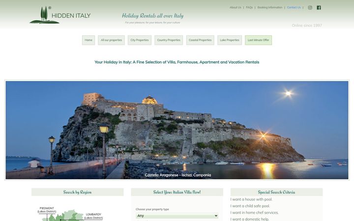 Screenshot of hiddenitaly.com