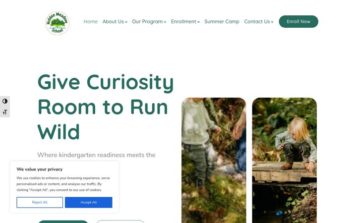 Screenshot of hiddenmeadowschool.org