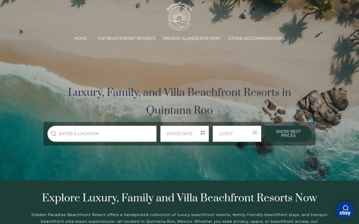 Screenshot di hiddenparadisebeachfrontresort.com