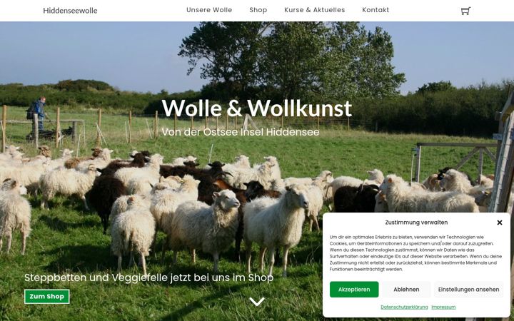 Screenshot of hiddenseewolle.de