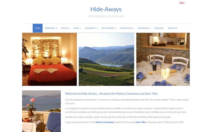 Screenshot of hide-aways.com