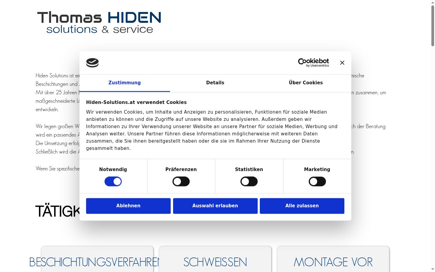 Screenshot of the consent banner shown before any interaction