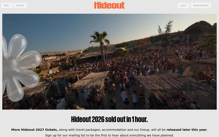 Zrzut ekranu hideoutfestival.com