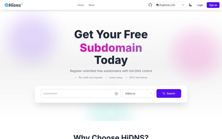 Skærmbillede af hidns.co