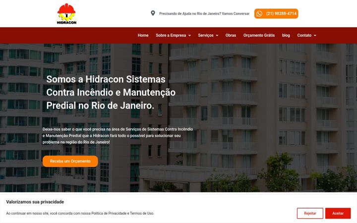 Screenshot of hidraconrj.com.br