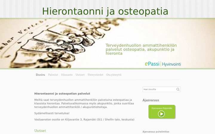 Screenshot of hierontaonni.fi
