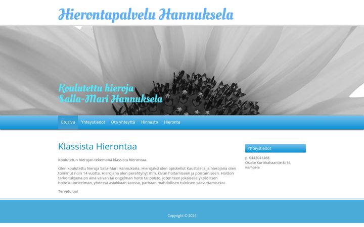 Screenshot of hierontapalveluhannuksela.fi