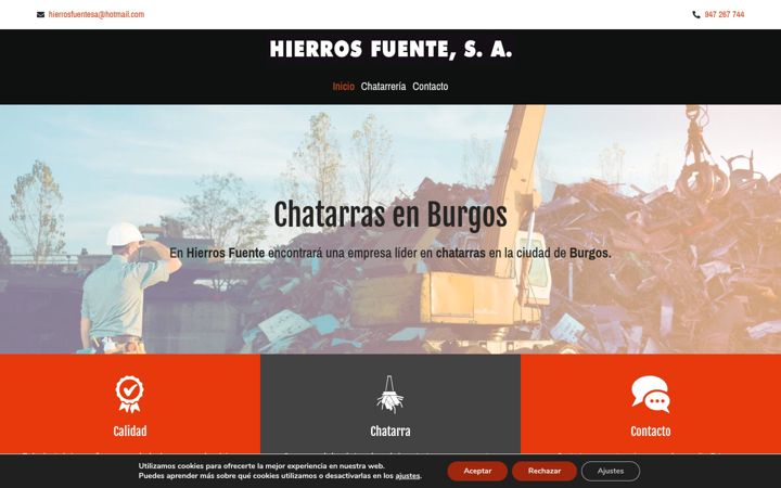 Screenshot of hierrosfuente.com