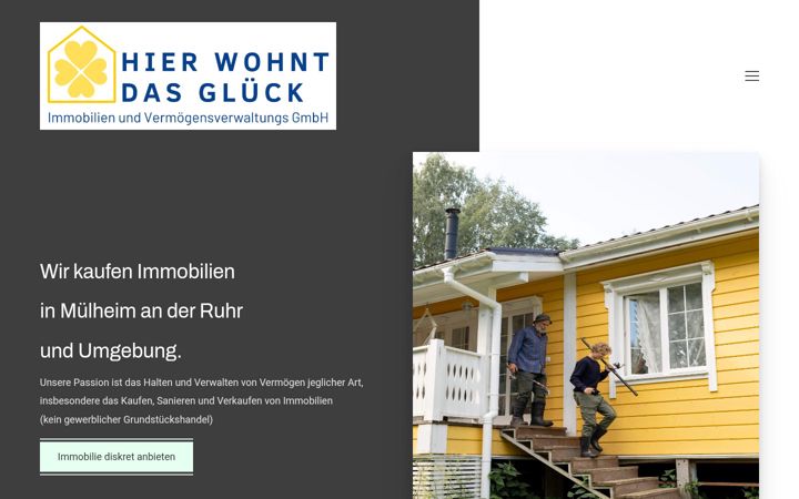 Screenshot of hierwohntdasglueck.gmbh