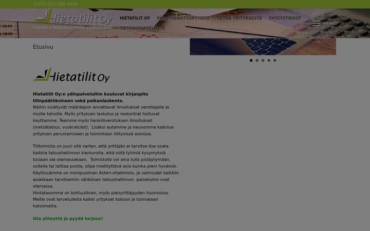 Screenshot of hietatilit.fi