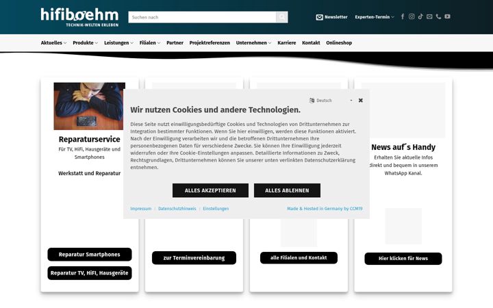 Screenshot of hifiboehm.de