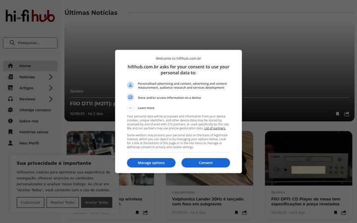 Screenshot of hifihub.com.br