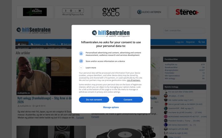 Screenshot di hifisentralen.no