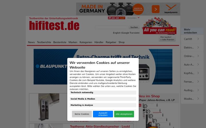 Screenshot of hifitest.de