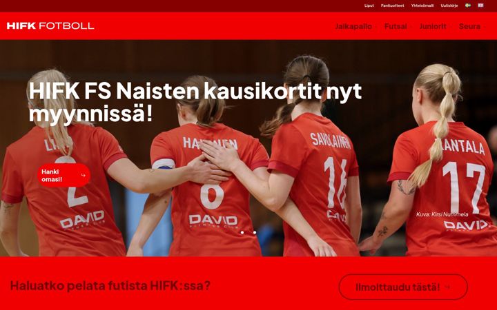 Screenshot of hifkfotboll.fi