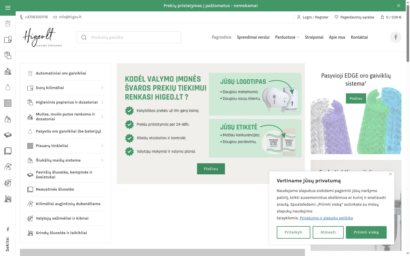 Posnetek zaslona pasice za privolitev, prikazane pred kakršno koli interakcijo