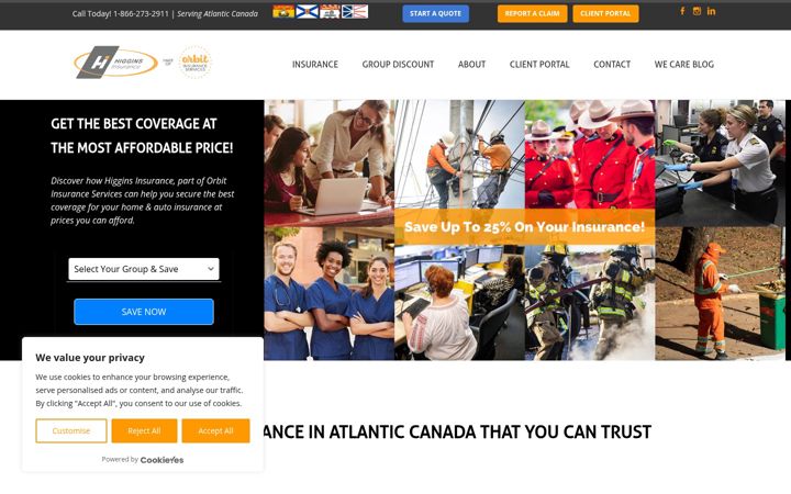 Screenshot of higginsinsurance.ca