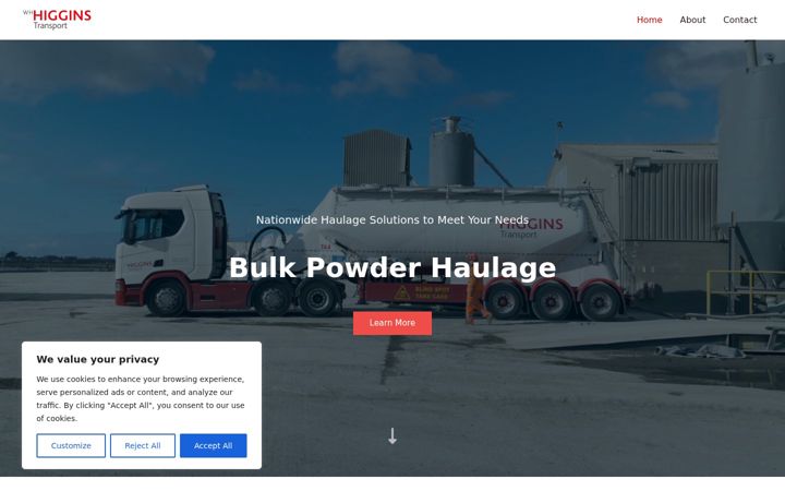 Screenshot of higginstransport.co.uk