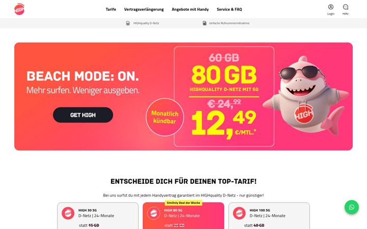 Screenshot of high-mobile.de