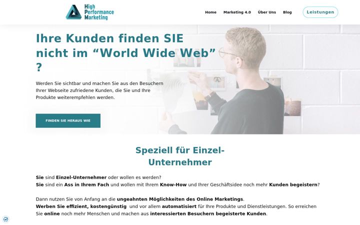 Screenshot of high-performance-marketing.de