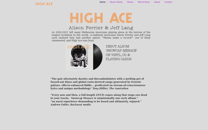 Screenshot of highacemusic.com