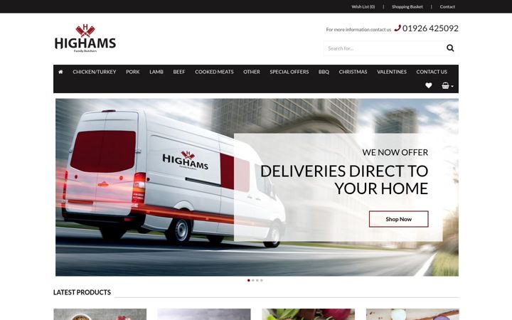 Screenshot of highamsbutchers.co.uk