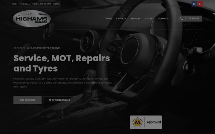 Screenshot of highamsgarage.co.uk