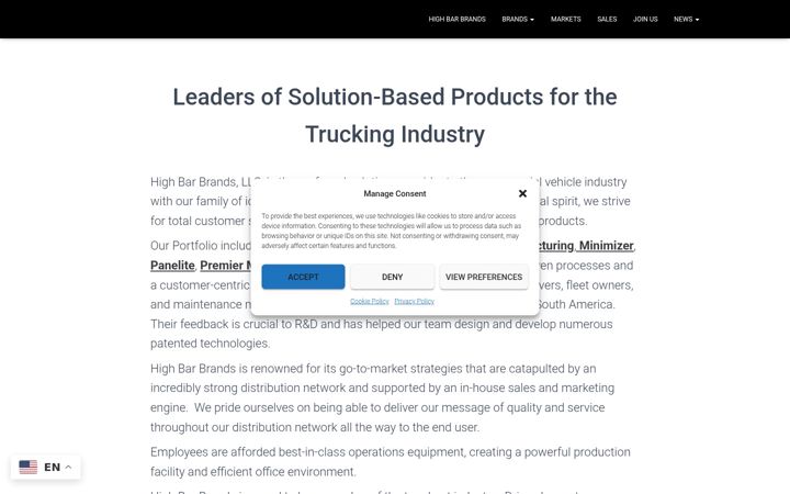 Screenshot of highbarbrands.com