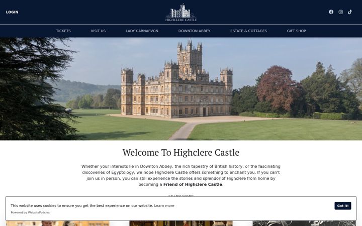 Screenshot of highclerecastle.co.uk