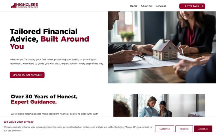 Screenshot of highclerefinancial.co.uk