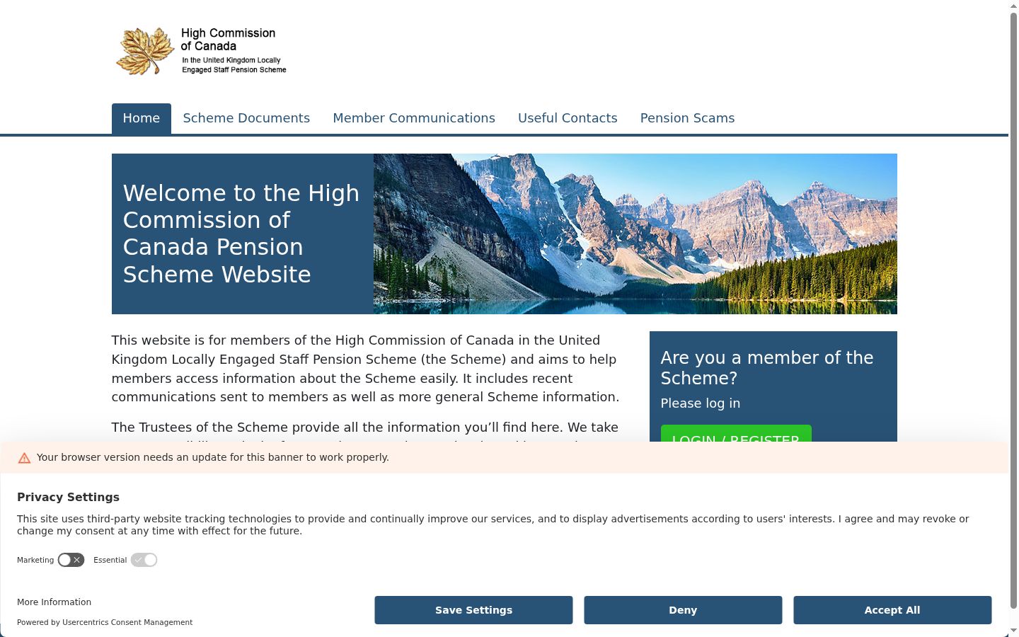 Captură de ecran a bannerului de consimțământ afișat înainte de orice interacțiune