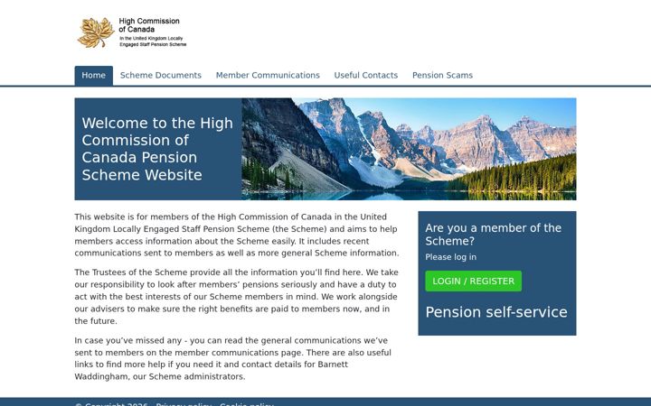Screenshot of highcommissionofcanada-pensions.co.uk
