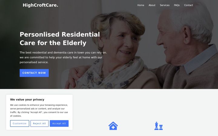 Screenshot of highcroftcarehome.co.uk