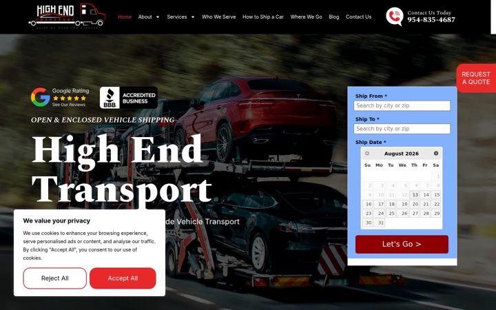 Screenshot of highendtransport.com