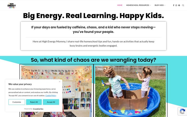 Screenshot of highenergymommy.com