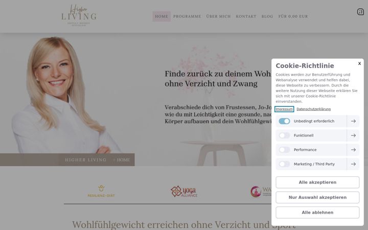Screenshot of higher-living.com