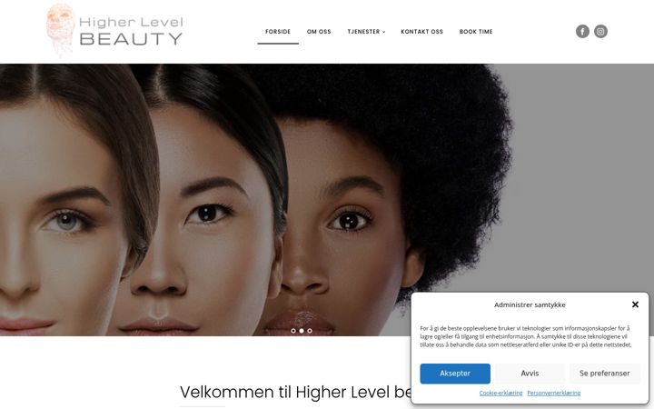 Screenshot of higherlevelbeauty.no