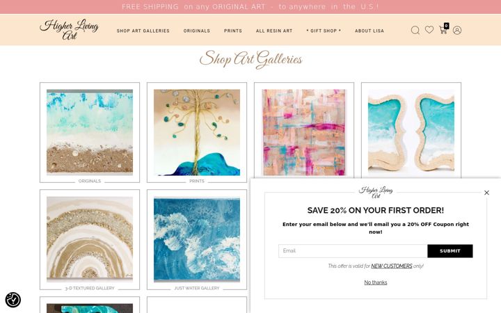 Screenshot of higherlivingart.com