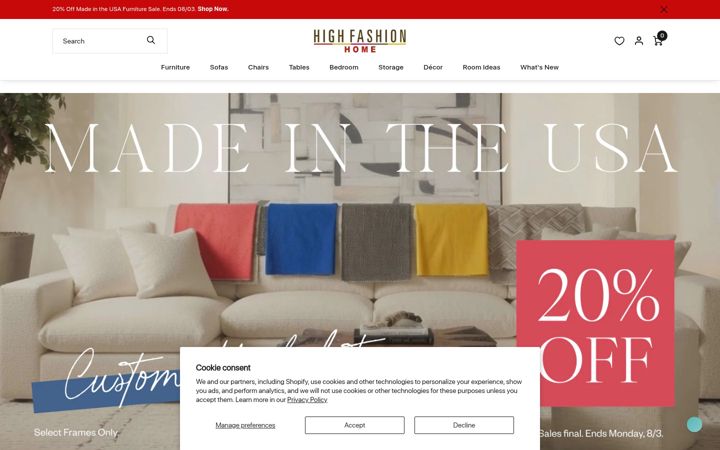 Screenshot of highfashionhome.com