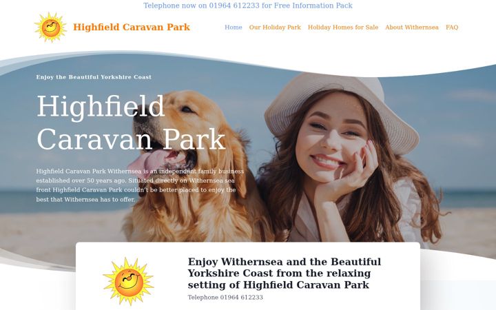 Screenshot of highfieldcaravanpark.co.uk