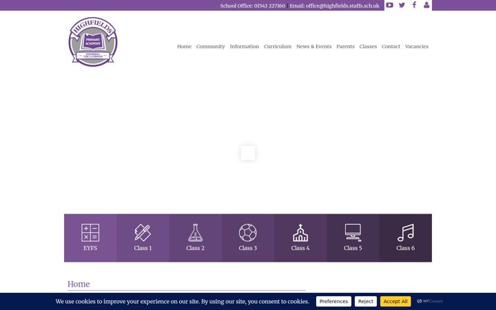 Screenshot of highfields.staffs.sch.uk