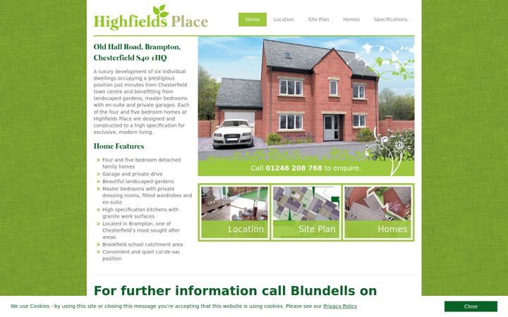 Screenshot of highfieldsplace.co.uk